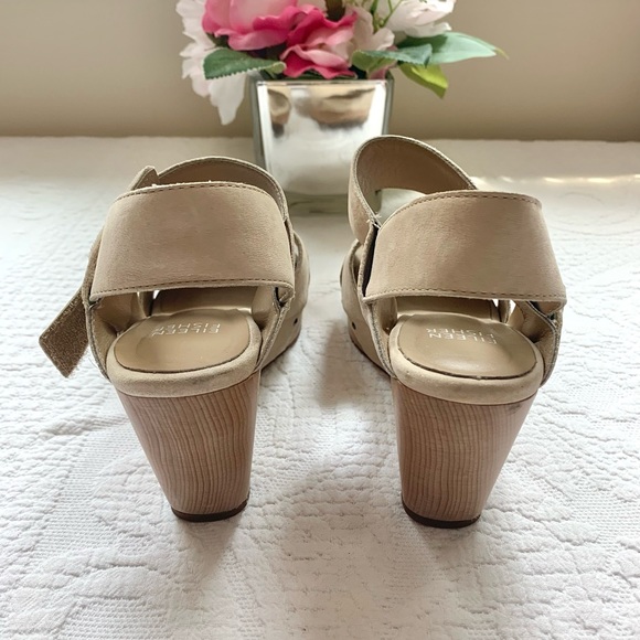 Eileen Fisher Leather Wooden Cut Out Clog Wedge 5 5.5 - Picture 8 of 16